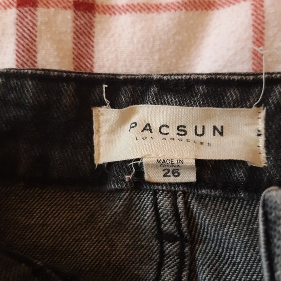 PACSUN raw hem destroyed denim mini skirt - sz 26 - Picture 2 of 4